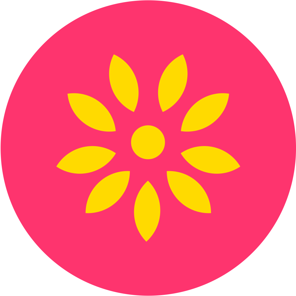 Daisy in yellow with magenta background sticker in green