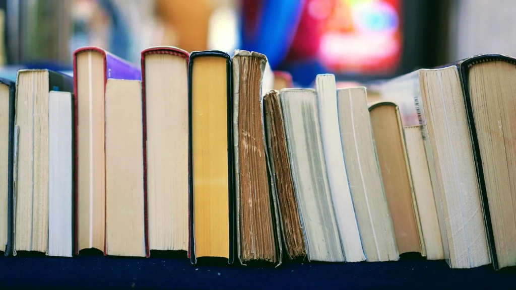 Books on bookshelf