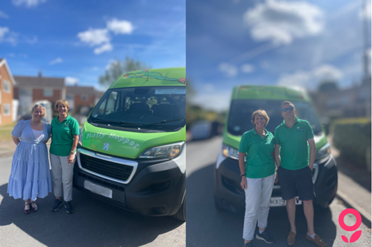 Greener Together team member and van driver and organisation lead standing in front of The Harpenden Hopper Van.