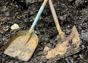 Gardening tools in the soil